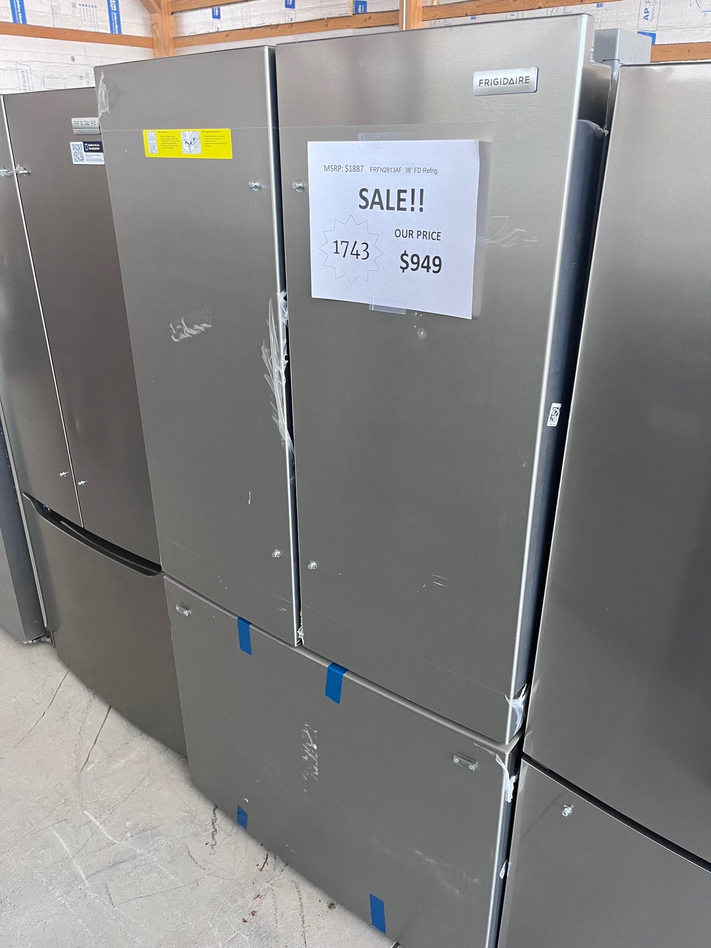 #1743- Frigidaire 36" 29cuft Standard Depth French Door Refrigerator in Smudge-Proof Stainless with Internal Water Dispenser