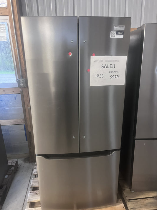 #1833- Frigidaire Gallery Standard-Depth 20-cu ft 3 -Door 30-in Wide with Ice Maker ( Smudge-Proof Stainless Steel )