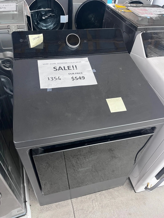 #1354- LG - 7.3 Cu. Ft. Smart Electric Dryer with Steam and EasyLoad Door - Matte Black