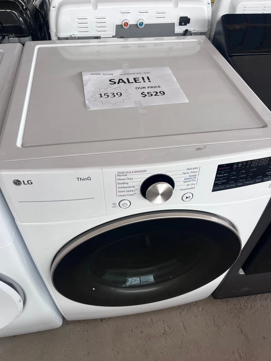 #1539- LG 7.4 Cu. Ft. Vented SMART Stackable Electric Dryer in White with TurboSteam and Sensor Dry Technology