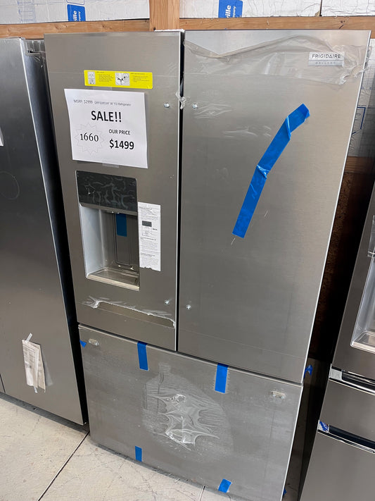 #1660- Frigidaire Gallery 36" Standard-Depth 27.8-cu ft 3 -Door French Door Refrigerator with Dual Ice Maker with Water and Ice Dispenser ( Fingerprint Resistant Stainless Steel )