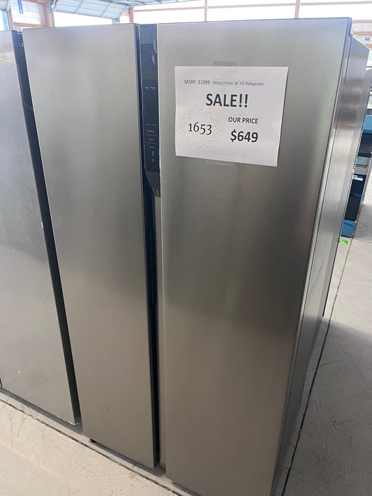 #1653- Frigidaire 36" 21.4 cu. ft. Garage Ready Counter Depth Side-By-Side Refrigerator in Fingerprint-Resistant Stainless Look