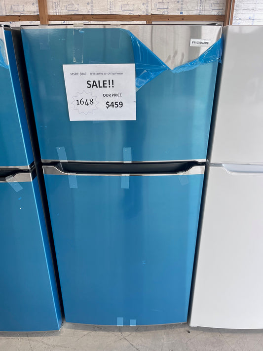 #1648- Frigidaire 30" 18.3-cu ft Top-Freezer Refrigerator ( Stainless Steel ) Garage Ready