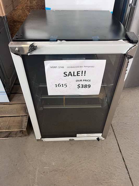 #1615- Frigidaire 21.5-in W 138 -Can Capacity Stainless Steel Freestanding Indoor Beverage Refrigerator with Glass Door