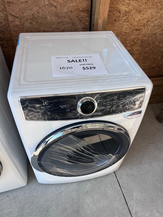#1670- Electrolux 27 in. W 8 cu. ft. Front Load Electric Dryer with Perfect Steam and LuxCare Dry System, ENERGY STAR in White