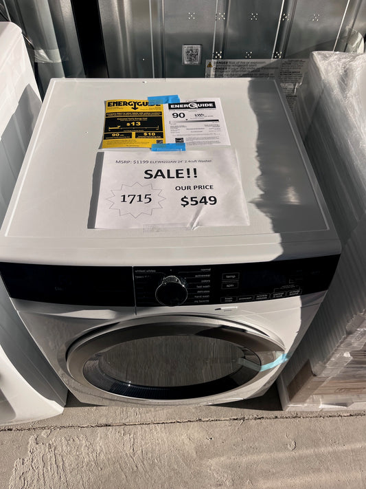 #1715- Electrolux 24 in 2.4 cu. ft. Compact Stackable Front Load Washer in White with LuxCare Wash and Steam Refresh, ENERGY STAR