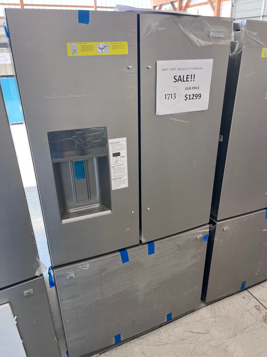 #1713- Frigidaire 36 in. Gallery 28 cu. ft. Standard Depth French Door Refrigerator in Smudge-Proof Stainless Steel