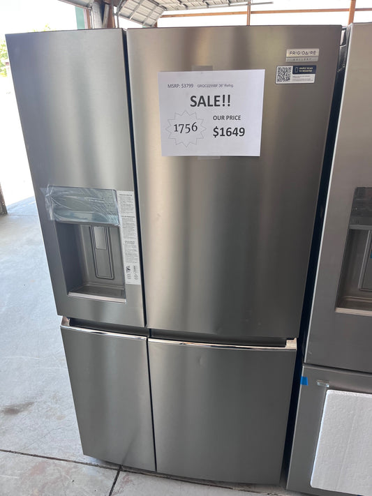 #1756- Frigidaire Gallery 36 in. 22 cu. ft. Counter-Depth 4-Door Refrigerator in Smudge-Proof Stainless Steel