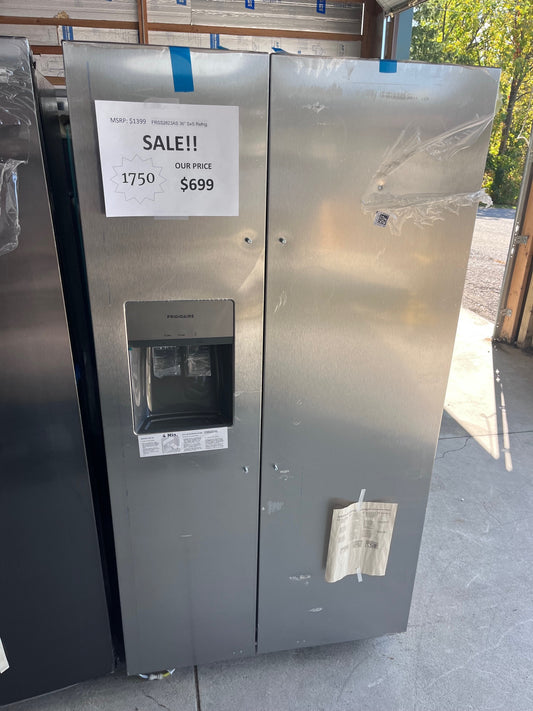 #1750- Frigidaire 36 in. 26 cu. ft. Standard Depth Side by Side Refrigerator in Stainless Steel
