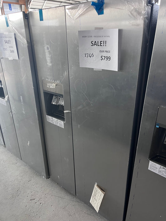 #1746- Frigidaire 36.1 in. 22.3 cu. ft. Counter Depth Side-by-Side Refrigerator in Stainless Steel